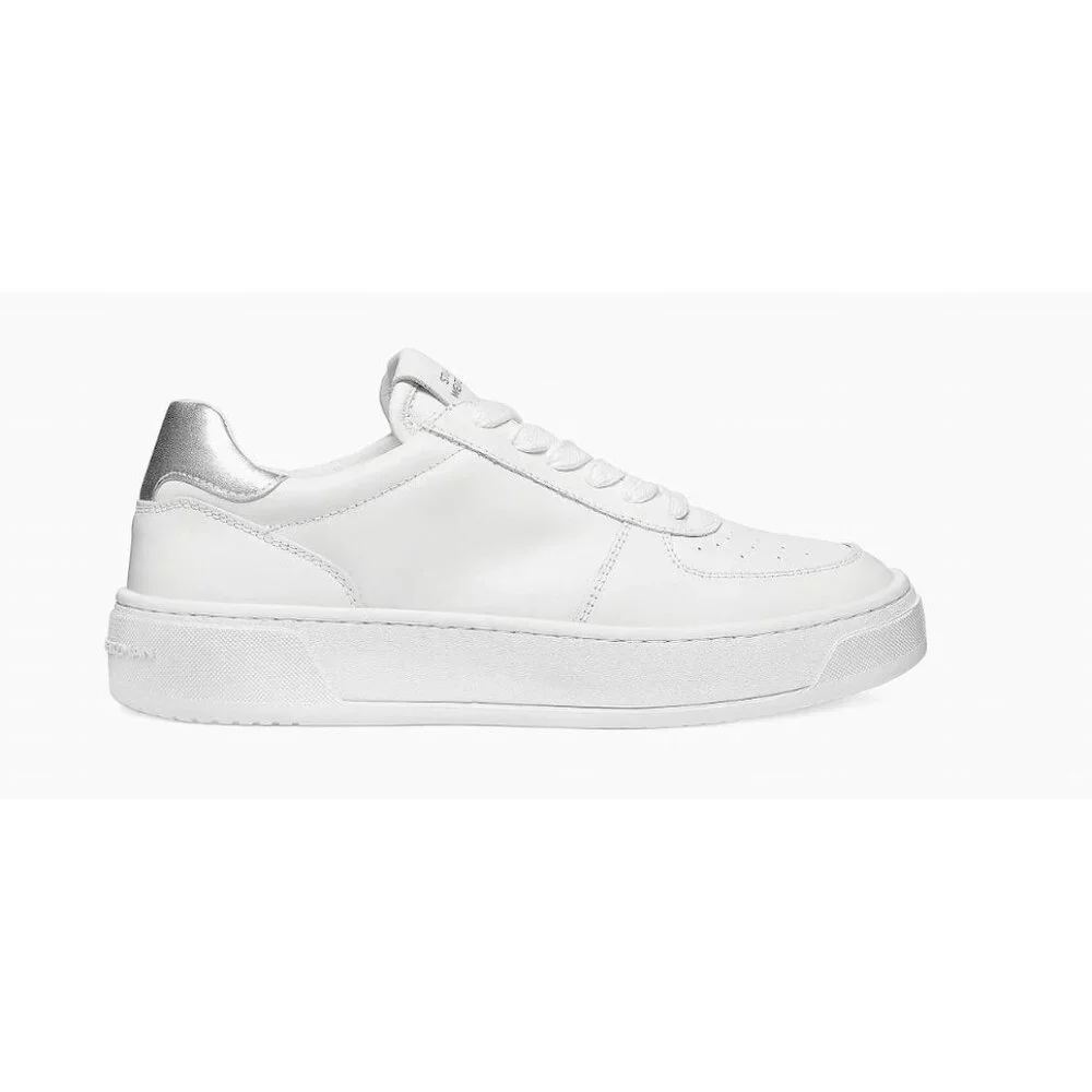 NEW Stuart Weitzman Women Courtside Leather Sneakers White Silver US 9 $350 [jb]